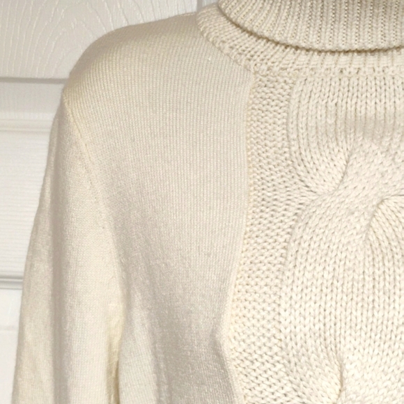 INC International Concepts Cream Big Turtle Neck Silk Sweater - Picture 4 of 14